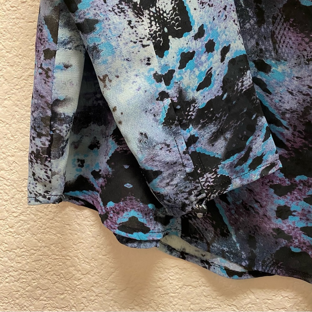 Cabi Python Print Button Up Semi Sheer Blouse Blu… - image 6